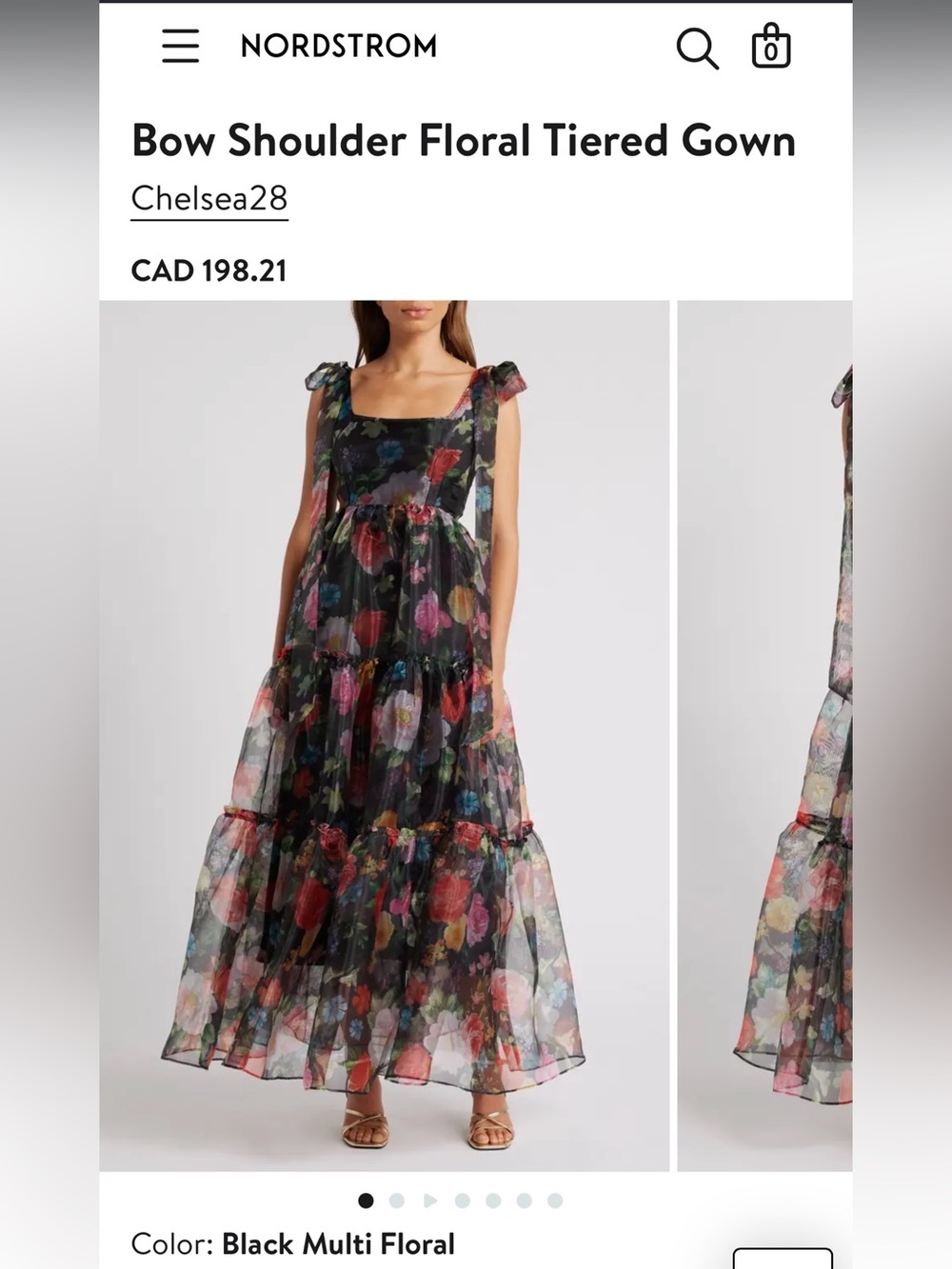 Chelsea28 Black Sheer Floral Tiered Maxi Dress with Multicolor Blooms